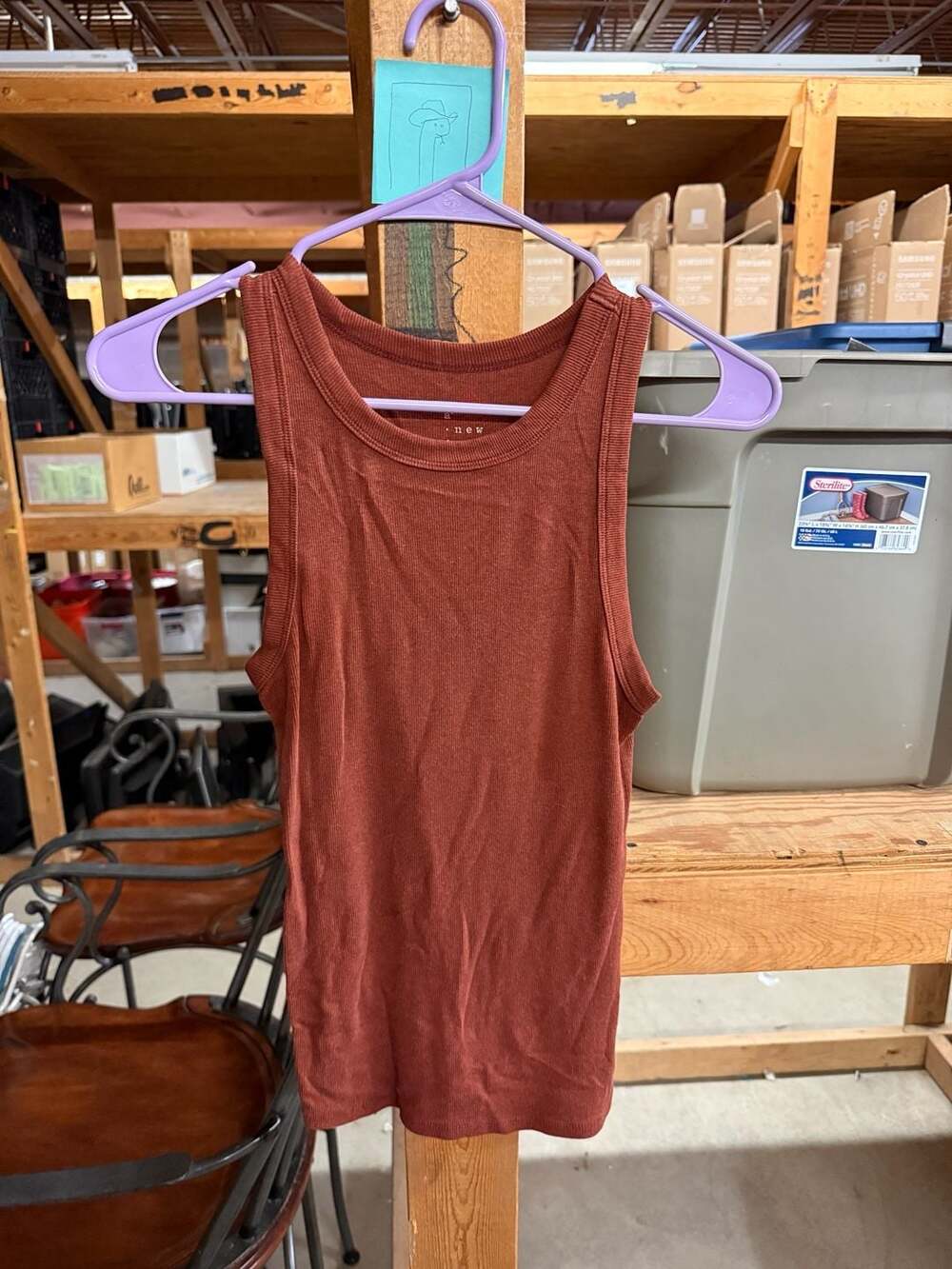 A New Day Ribbed Tank Top Size Medium Rust Brown Scoop Neck